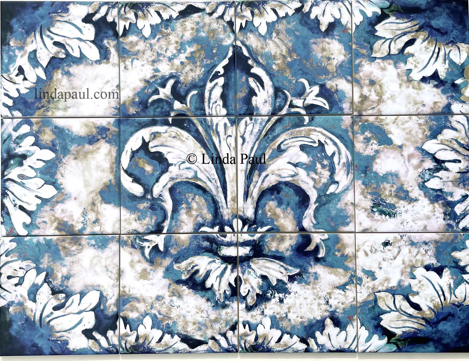 Fleur de lis Tile Backsplash Mural for Kitchen Wall Decor